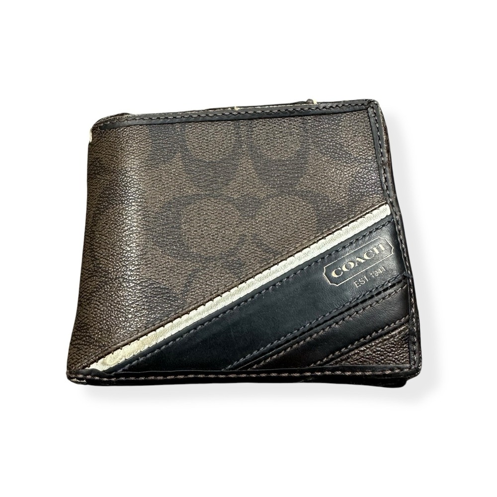 Coach Men's Leather Wallet‎ Bifold Striped